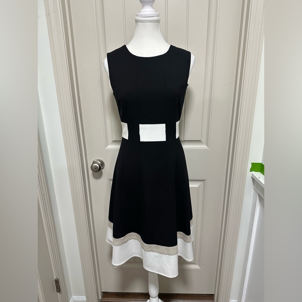 Calvin Klein Black and White Midi Dress